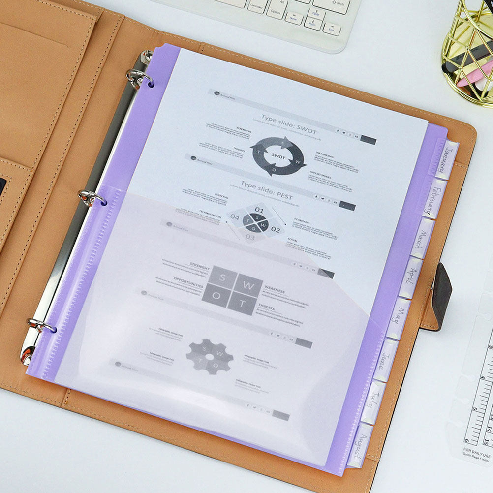 Tab Divider A4 - 2Sets A4 3-Hole Divider Pages Clear