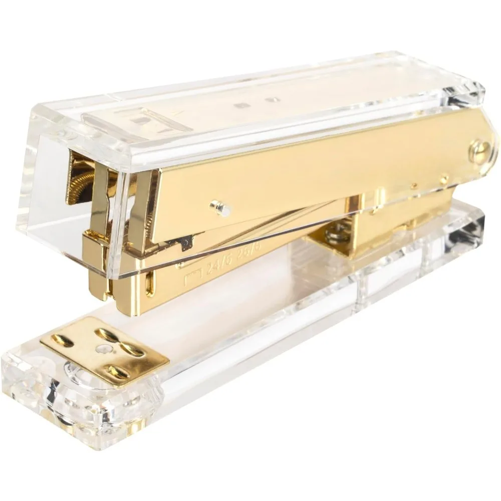 Stapler Half Strip - Compact Clear Acrylic Gold Stapler, 20