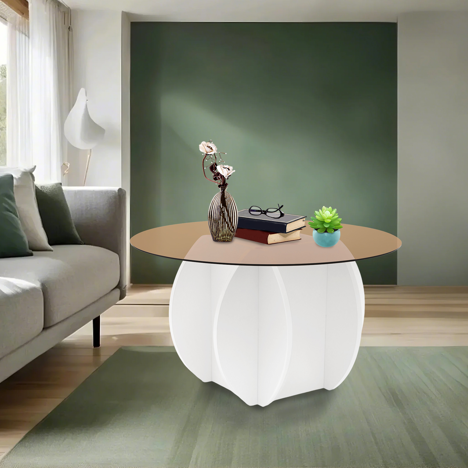 Modern Round Coffee Table 27.6 - Book Weight Glass recensie en prijs