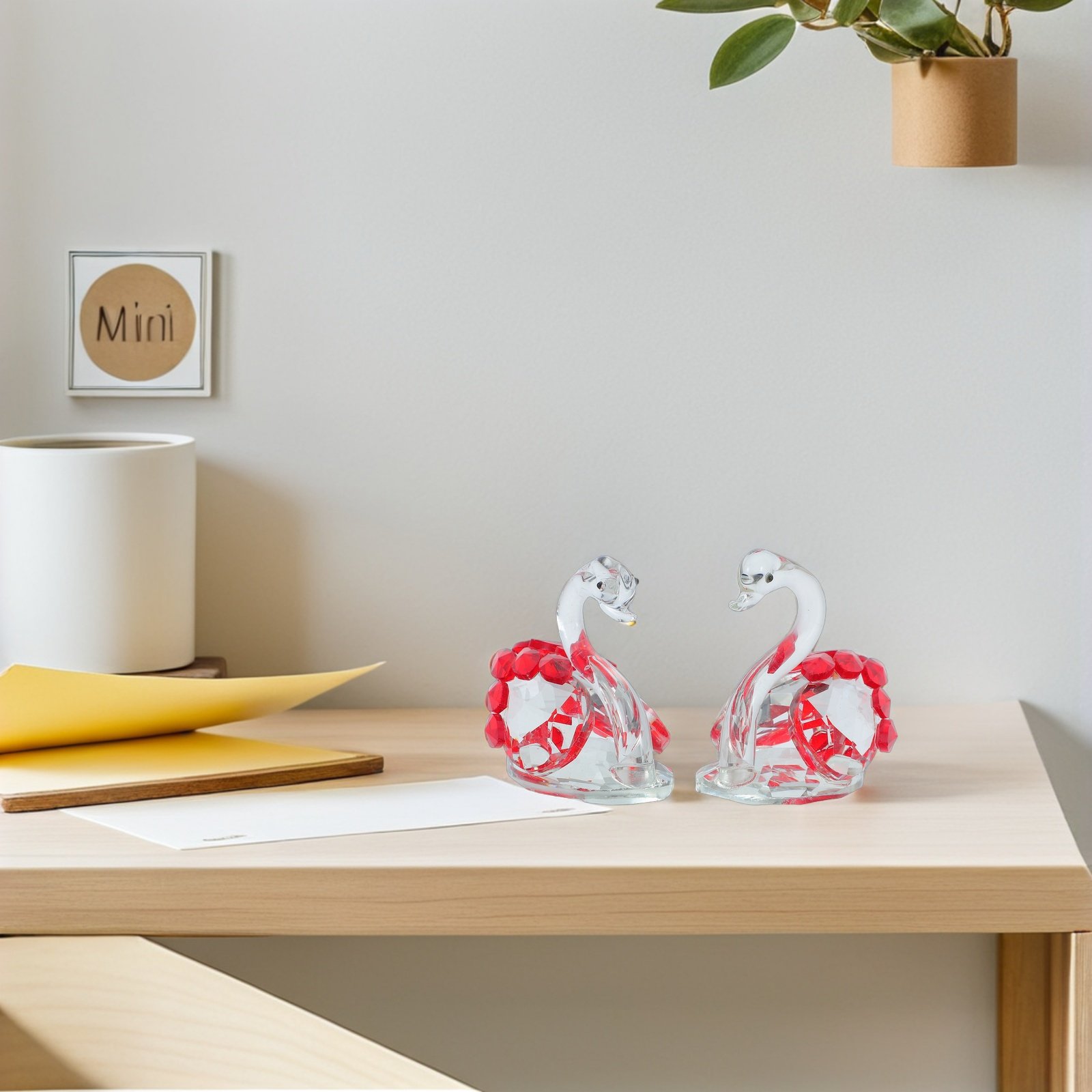 2Pcs Crystal Swan Decor Lover  - Paper Weight Crystal recensie en prijs