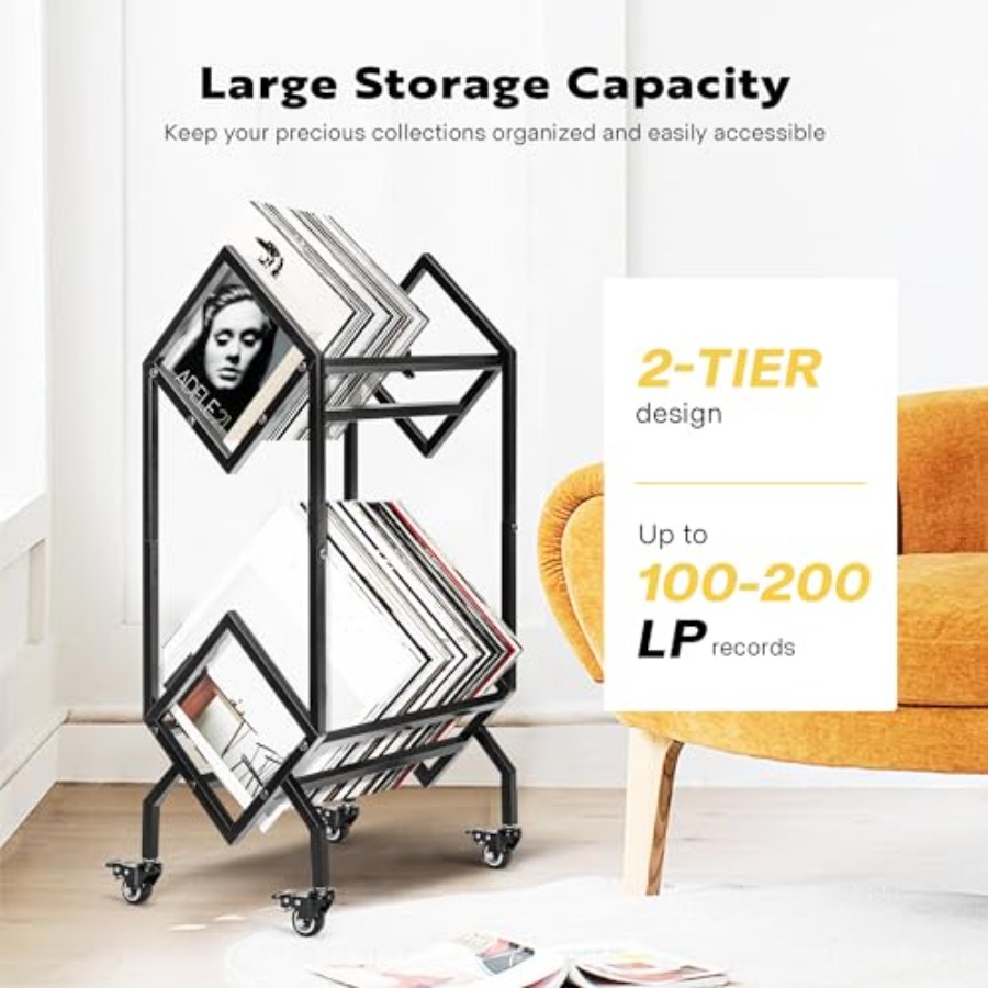 Vinyl Record Storage Rack, 2 T - Magazine Holder Rack recensie en prijs
