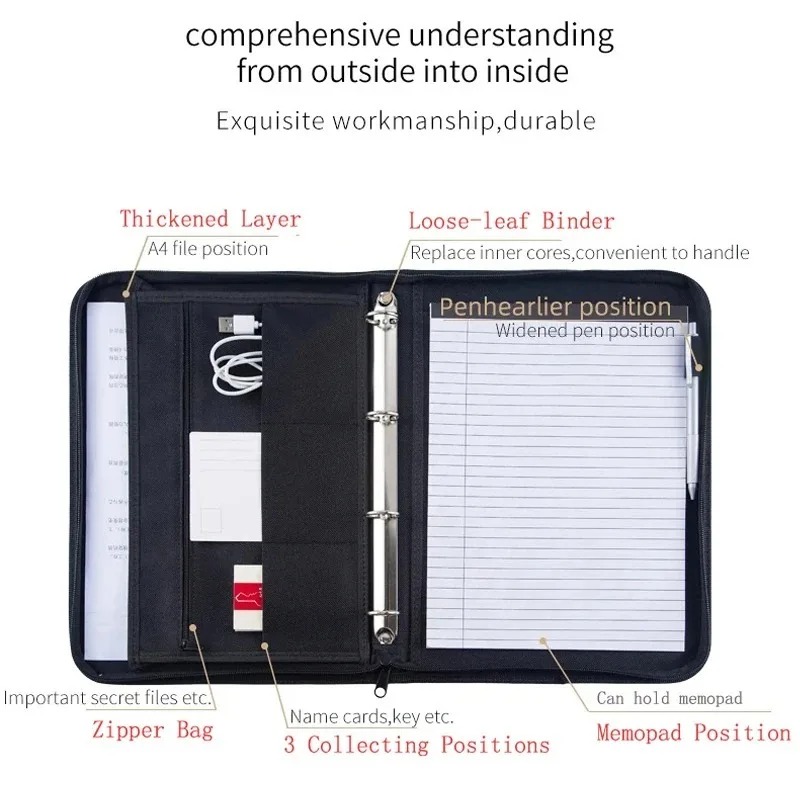 Large Black Business Portfolio - Binder A4 Lever recensie en prijs