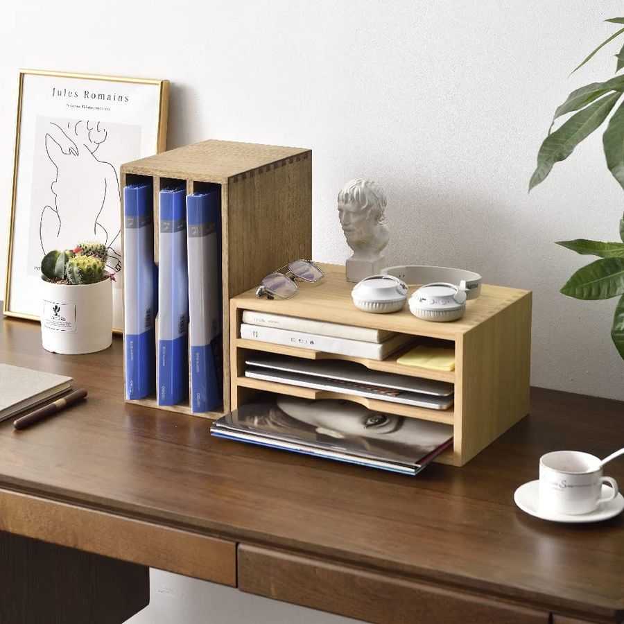 Wooden Desktop Organizer Paper - Magazine Holder Rack recensie en prijs