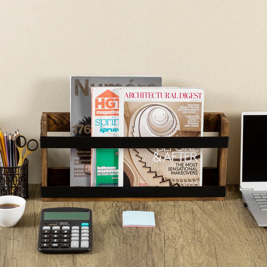 Rustic Burnt Solid Wood and In - Magazine Holder Rack recensie en prijs